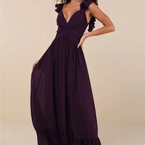 Lulu's Plum Maxi Dress with Ruffle Detail